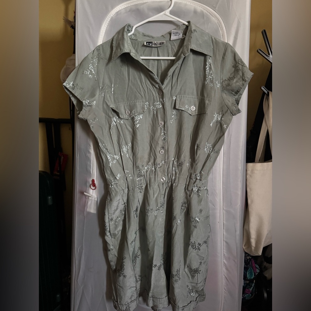 Vintage silk romper with floral embroidery